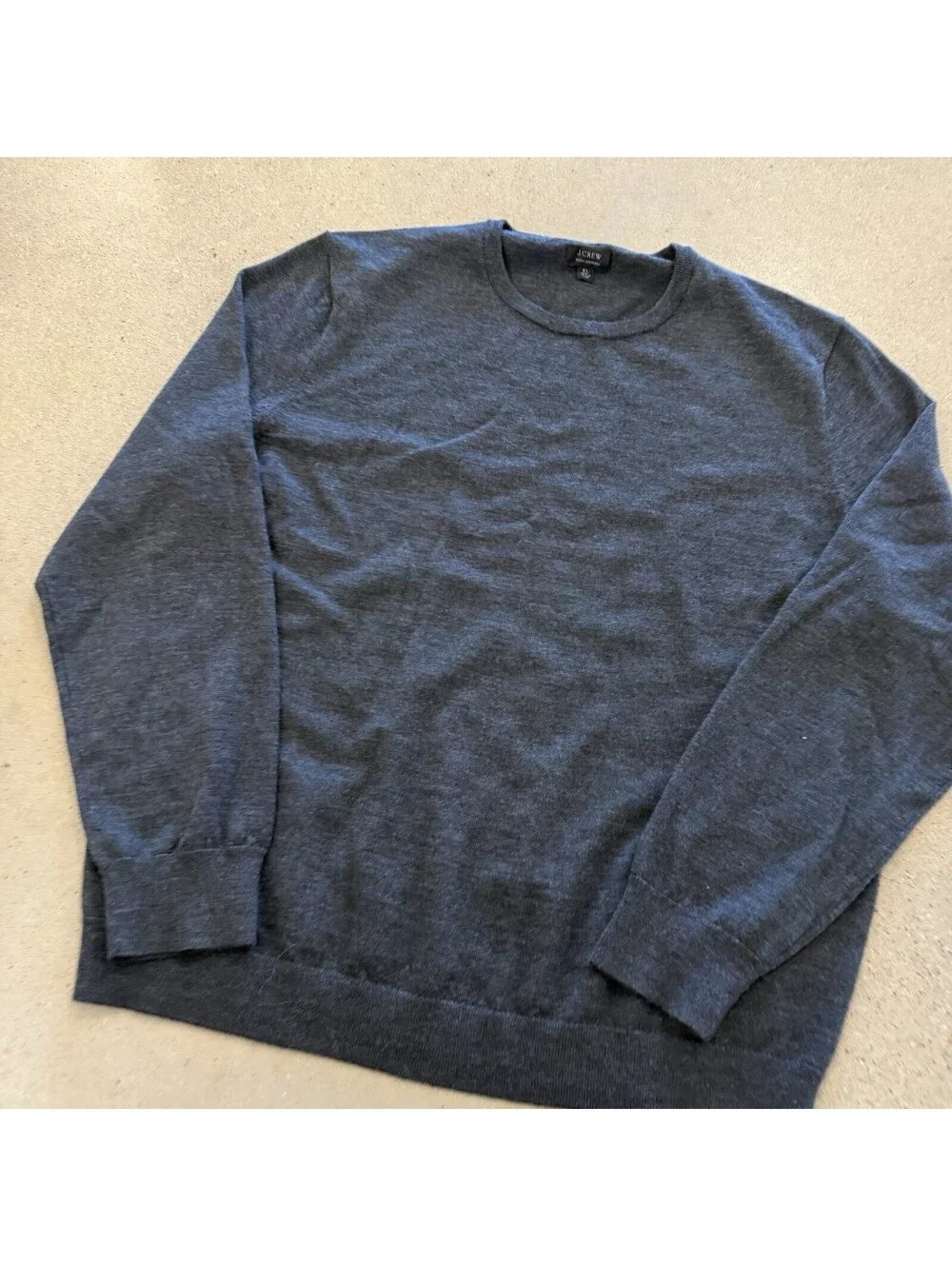 J Crew Sweater Mens XL Gray Merino Wool Blend Crewneck Pullover Knit